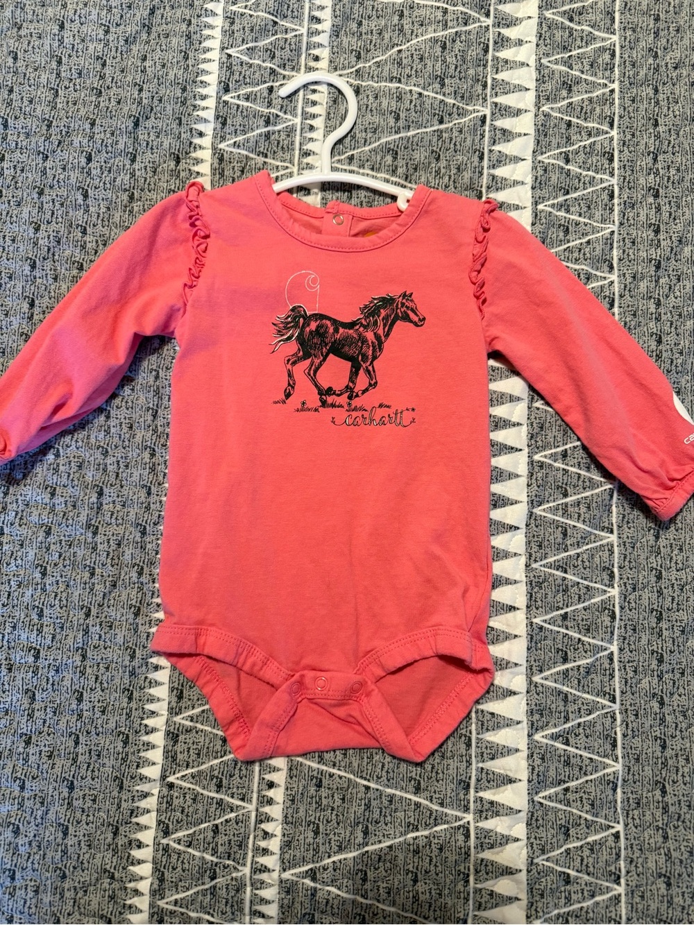 Carhartt Pink Long Sleeve Horse Graphic One-Piece Bodysuit